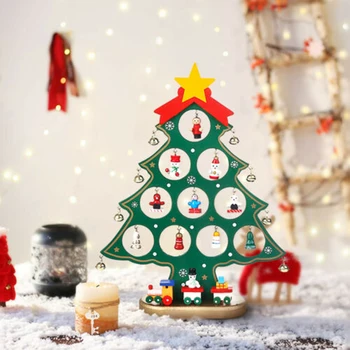 

Mini Wood Christmas Tree Decoration Gift Cute Home Desktop Office Decor Party DIY Gift EIG88