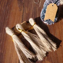 Étiquette de décoration de noël en chanvre fin | Corde en chanvre fin, coupée à la main, bonne qualité, 50 pièces/ensemble, 25cm de Long, bricolage, qualité naturelle