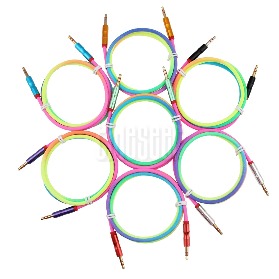Colorful 1m Audio Cable 3 5mm Jack Gold Plated Plug Male to Male AUX Cord for iPhone Samsung Car Headphone Speaker MP3 4 2000pcs