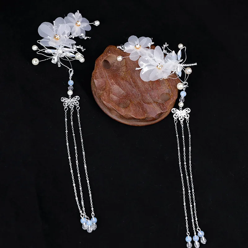 silver with tassel Детские супер сказочные аксессуары для волос в китайском стиле, старая сборка, украшение, кисточка, маленькая девочка, шоу, заколка для волос в ретро-стиле - Цвет: silver with tassel