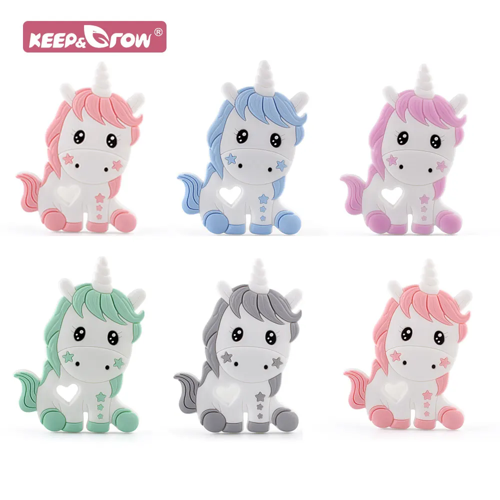 

Silicone Unicorn Baby Teether BPA Free Rodents Teething Necklace DIY Nipple Holder Chain Food Grade Cartoon Animal Teether