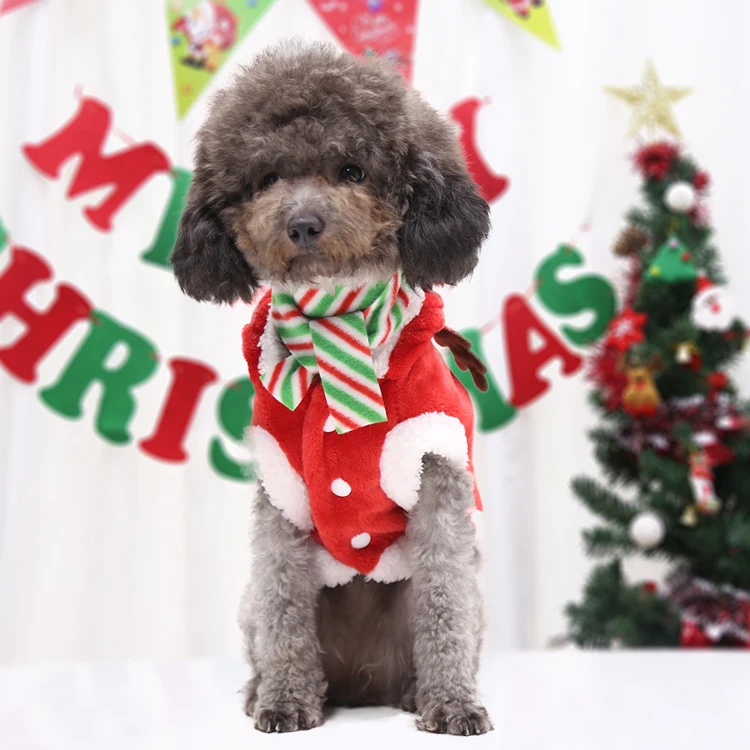 

Autumn and Winter Fleece Warm Buttons Dog Sweater Cute Christmas Reindeer Cosplay Costumes Pet Clothes Cat Hoodie Teddy
