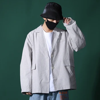 

2019 Autumn New Korean Version Of European And American Style Casual Loose Striped Suit Jacket Large Size