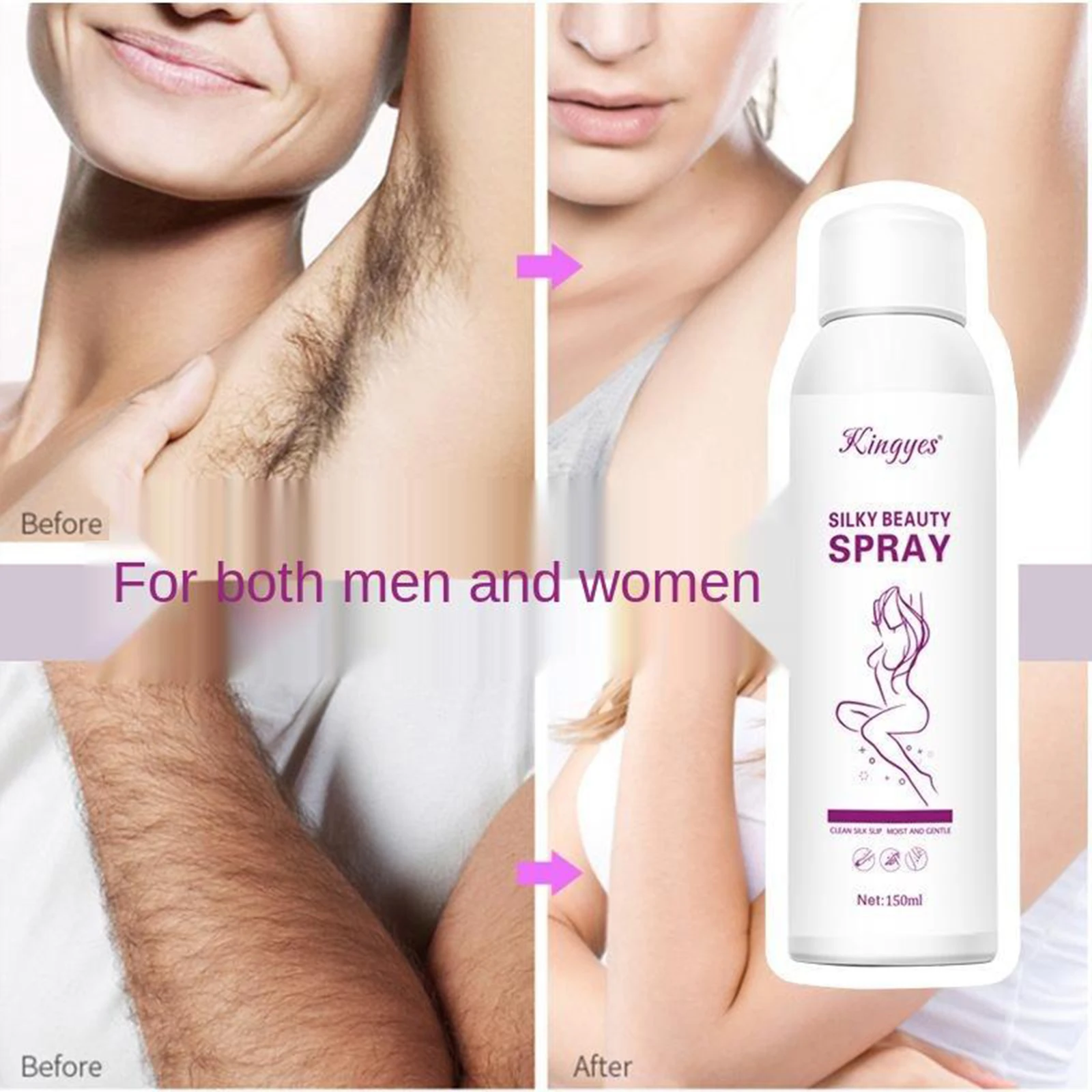 150ml Hair Removal Spray Depilatory Foam Mousse Remover Hair Inhibitor for Face/Arm/Leg/Armpit Foam Hair Removal