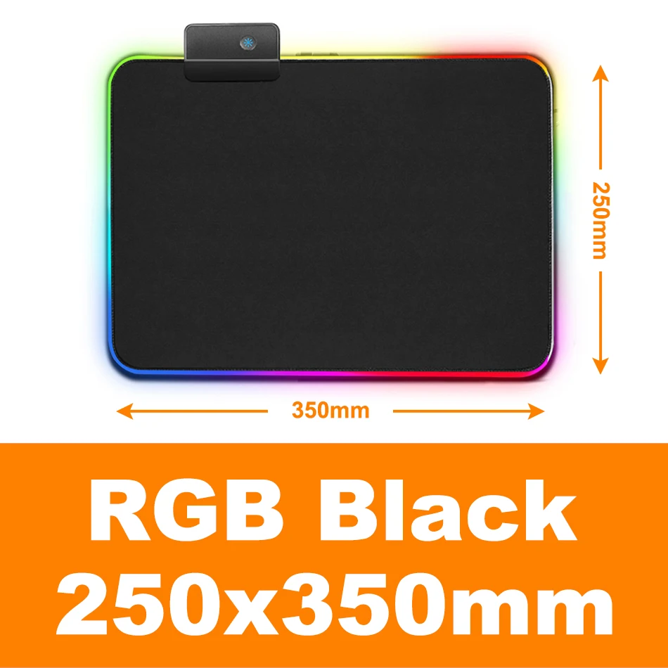 Большой RGB коврик для мыши светодиодный игровой коврик для мыши Расширенный для геймера офисный большой цветной коврик для компьютерной мыши с подсветкой XL коврик для клавиатуры - Цвет: RGB Black 250x350