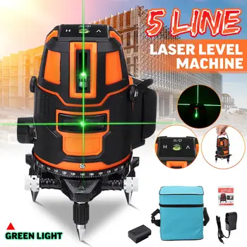 

Powerful Green Light 5 Lines Laser Level Automatic Self Leveling 360 Vertical Horizontal Tilt Cross Line w/Outdoor Mode New