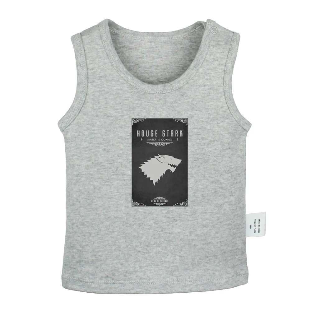 JcBabyYV2171G Game of Thrones Three-eyed crow House Stark Direwolf Design Newborn Baby Tank Tops Toddler Vest Sleeveless Infant Cotton Clothes - Цвет: JcBabyYV2171G