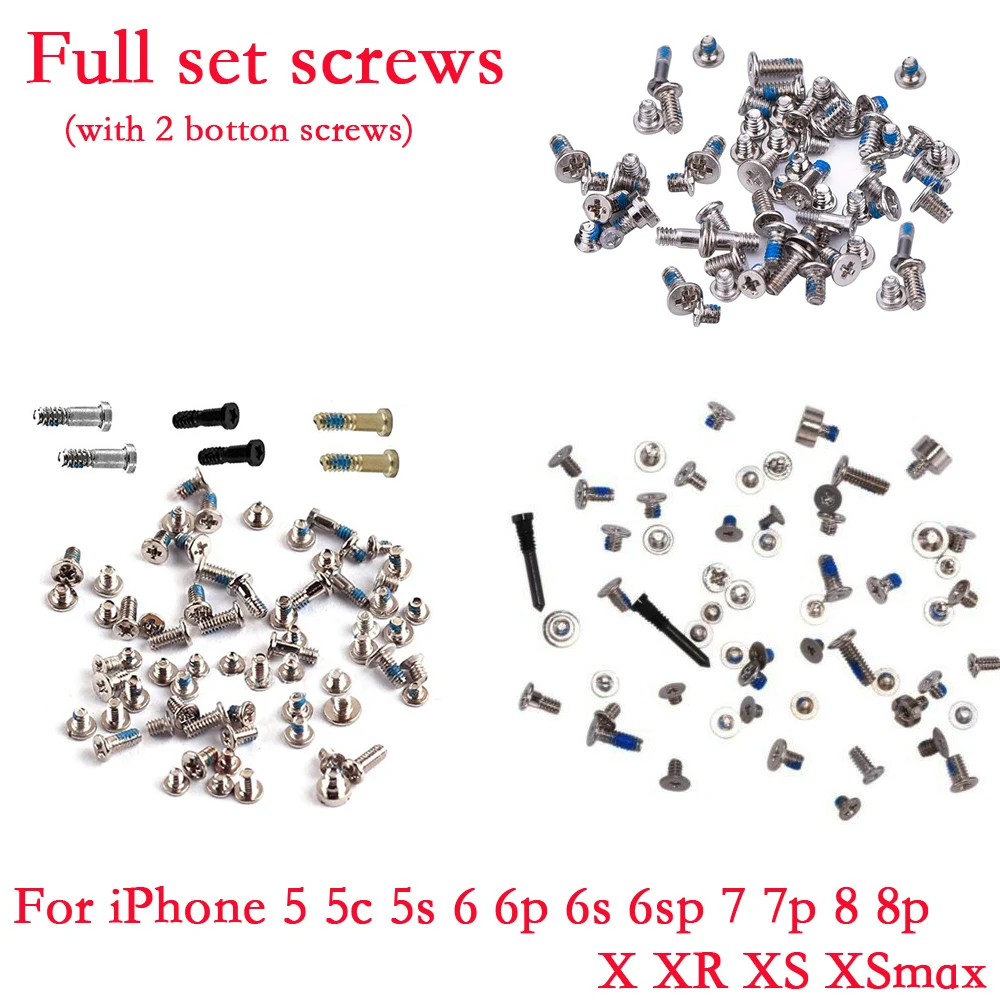 Complete Full Set Screws with 2 bottom dock screws Replacement for iPhone 5 5c 5s 6 6p 6s 6sp 7 7p 8 Plus X XR XS max | Мобильные