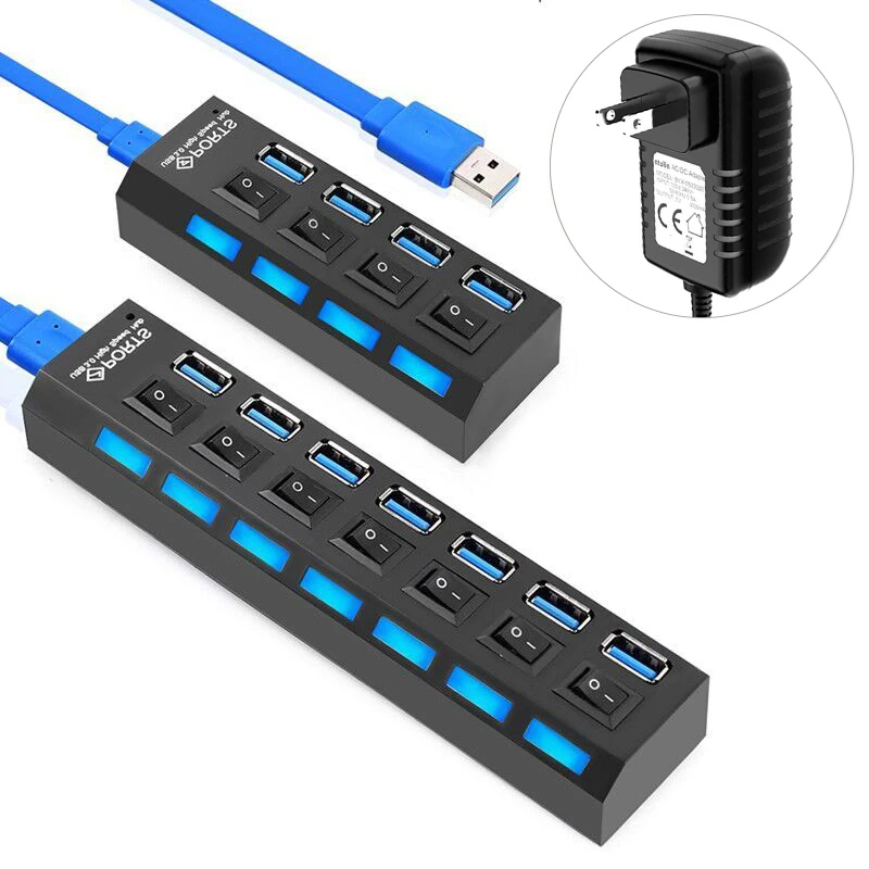 USB разветвитель на 7 портов с адаптером питания|USB-хабы| |