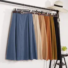 Harajuku замшевые юбки женские элегантные с высокой талией замшевые бархатные юбки женские повседневные трапециевидные женские миди длинные плиссированные юбки Saia Q2236