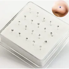 20 шт./кор. нос шпилька форма ручки 1,5 мм 2 мм 2,5 мм скрепленный Кристалл для женщин украшение для пирсинга носа серебряная брошь с помпоном кольцо-гвоздик в нос