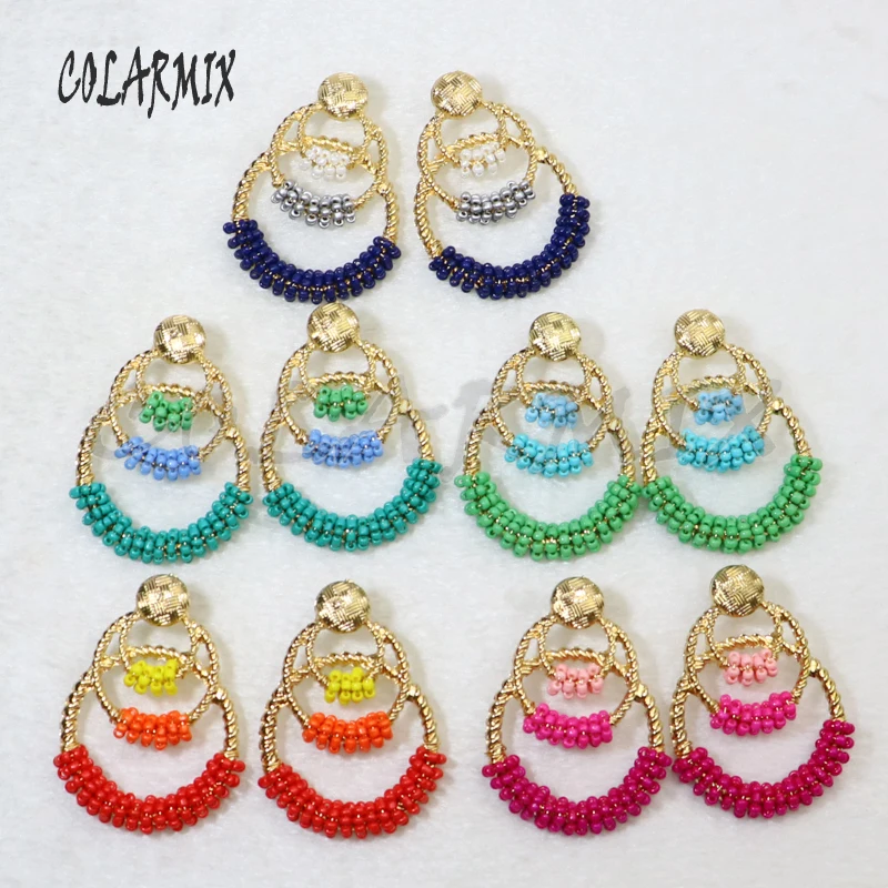 

5pairs rainbow dangle earrings drop earrings rainbow color beaded jewelry earrings handcraft beaded accessories for women 9435