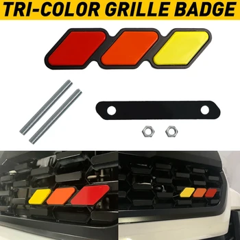 

1 Set Of Grill Badge Emblem Tri-Color, for Toyota- Tacoma 4 Runner Sequoia Rav4 Highlander, Yellow/Orange/RED
