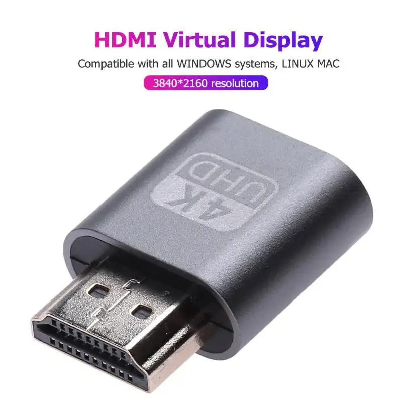 HDMI Virtual Display Adapter HDMI DDC EDID Dummy Plug Lock Latest Chip Low Power Consumption No Heat Plate for BTC Mining