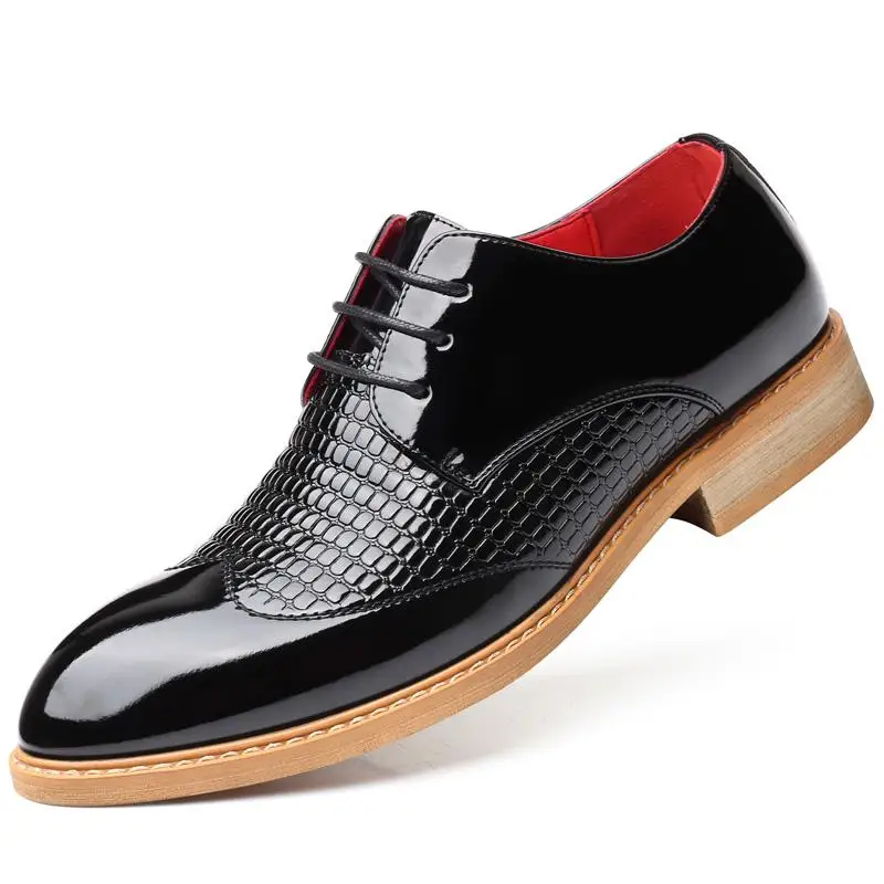 

2019 New High Quality Genuine Leather Men Brogues Shoes Lace-up Bullock Business Dress Men Oxfords Shoes Male Formal Shoes