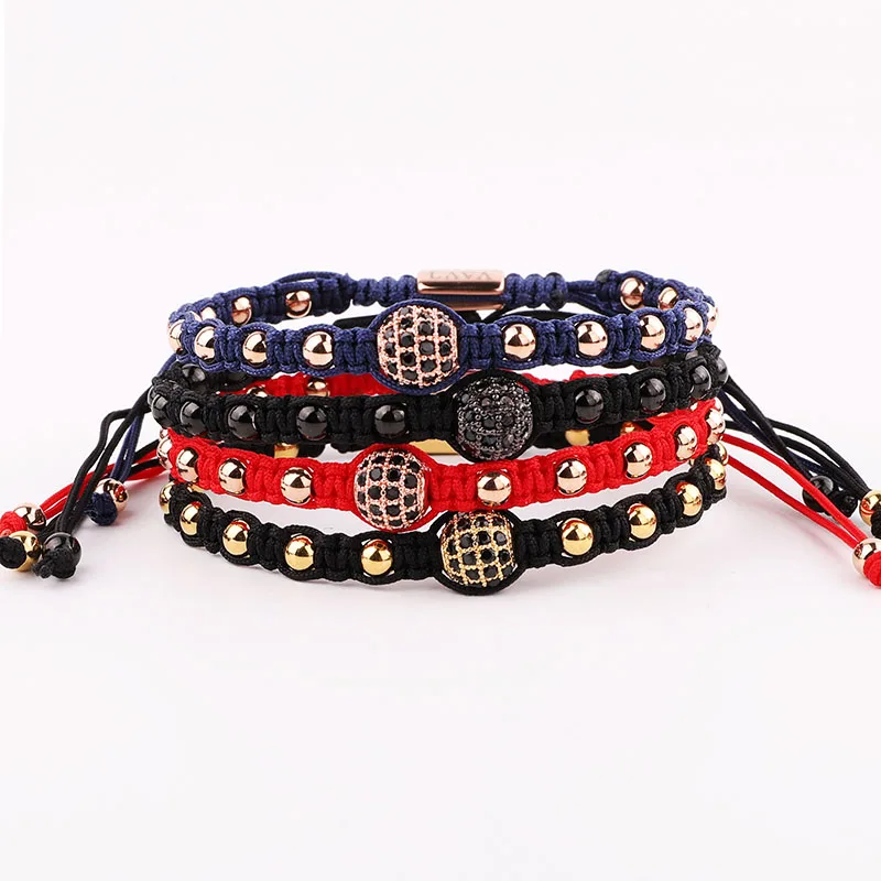 New Design High Quality 5mm Stainless Steel Beads Handmade Custom Macrame Adjustable Bracelet Jewelry For Men