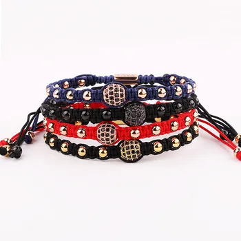 New Design High Quality 5mm Stainless Steel Beads Handmade Custom Macrame Adjustable Bracelet Jewelry For Men