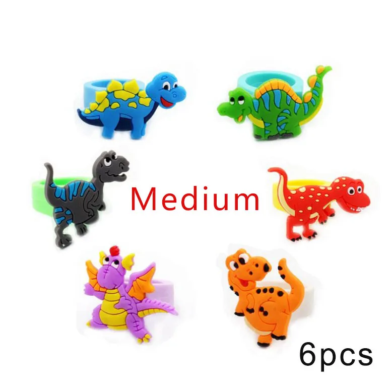 6pcs 10pcs Environmental Unicorn Mermaid dinosaur Ring Girl boy chindren PVC Silicone Ring Handmade Children's Cartoon Ring 