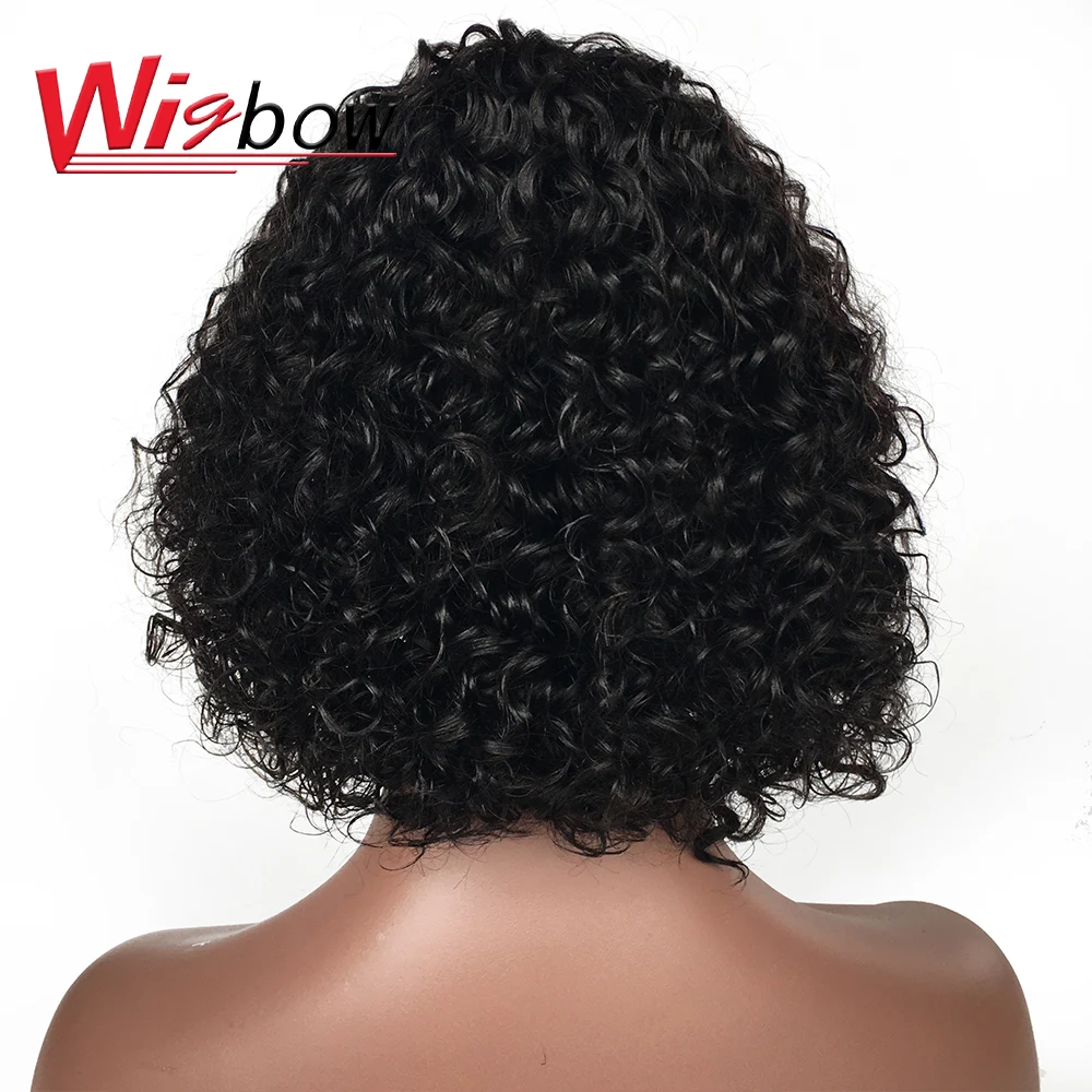 

Wigbow short curly bob wig for black women brazilian natural hair afro jerry curly human hair wig with bangs full machine made