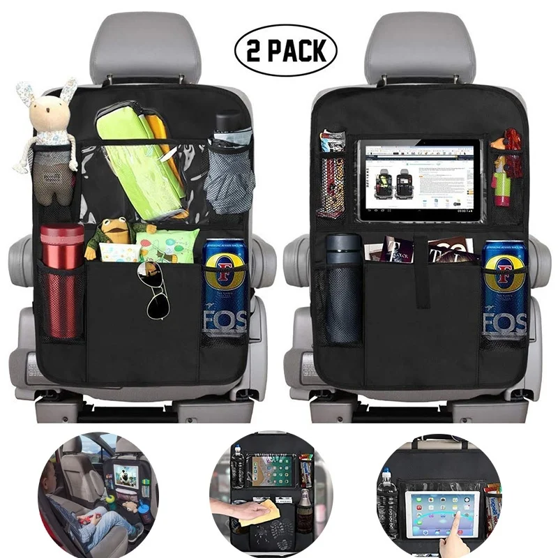Автомобильный Органайзер на заднюю часть сиденья, мульти-карманный карабин, автомобильная сумка для хранения для детей, кик-коврик, защита сенсорного экрана, автомобильные аксессуары - Название цвета: B-2pcs