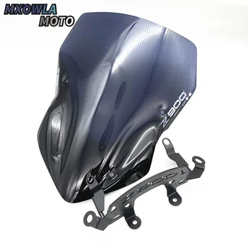 

Motorcycle Double Bubble Windshield WindScreen Screen For 2017 2018 2019 Kawasaki Z900 Z 900 ZR900 Black Iridium Smoke 17 18 19