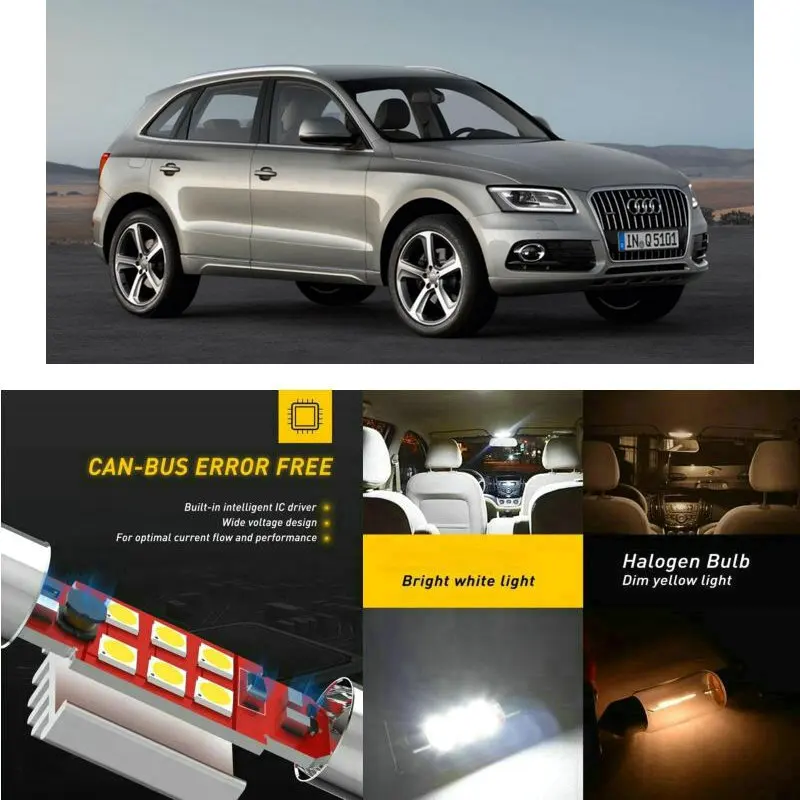 

LED Interior Car Lights For Audi Q5 8RB Interior rear trunk glove box make-up mirror lighting error free