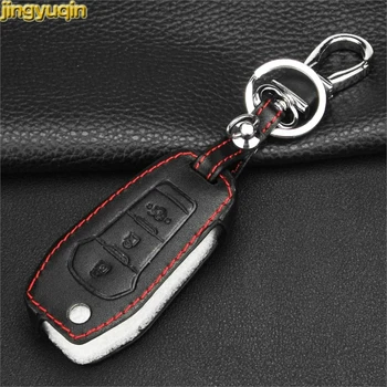 

Jingyuqin 3 Buttons Folding Flip Remote Leather Car Key Case Cover for Ford Everest Explorer Edge Focus Kuga Styling