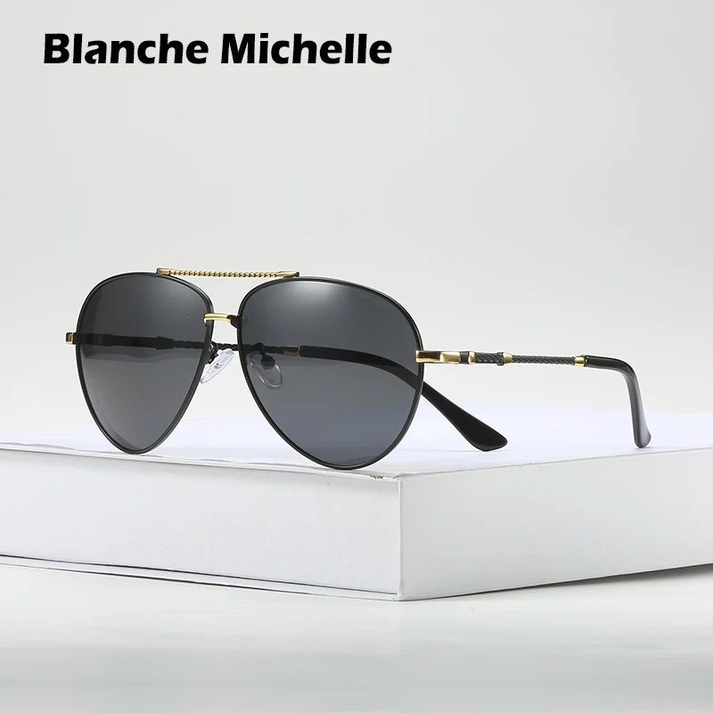 Мужские поляризационные солнцезащитные очки Blanche Michel, UV400, для вождения, солнцезащитные очки oculos de sol masculino, оправа из сплава с коробкой