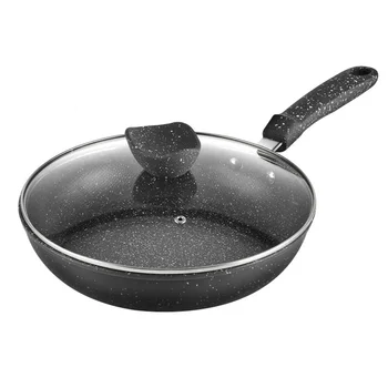 

28CM Non-stick Maifan Stone Frying Pan With Glass Cover Multi-purpose Pancake Steak Pan fumes-free for Gas Induction Cooker
