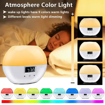 

Upgrade Smart Wake Up Light Sunrise Alarm Clock with 9 Colors for Kids Sunrise Simulation Sleeping Mode Night Light for Bedrooms
