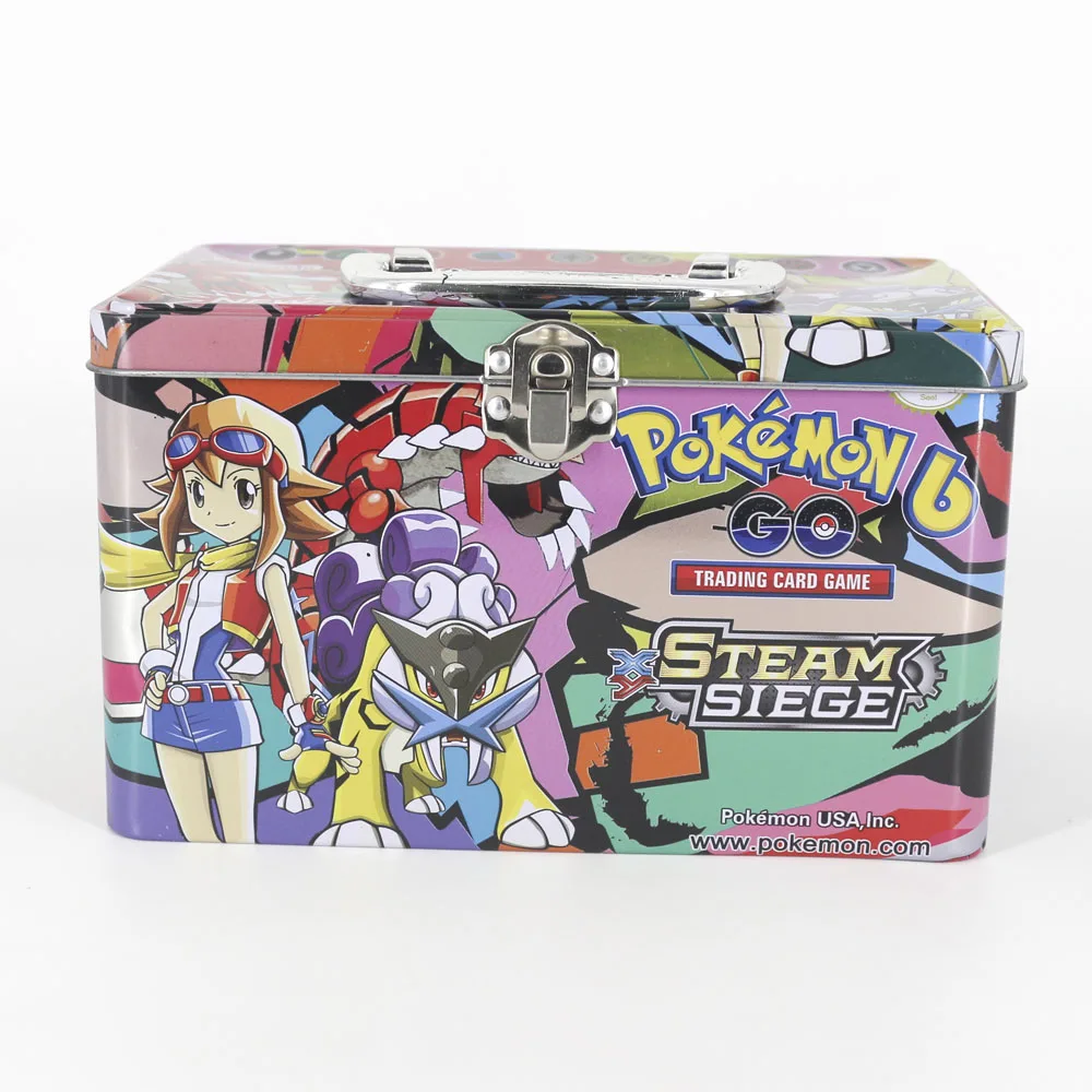 TAKARA TOMY Pokemon Card, металлическая коробка, настольная карточная игра, Мега тренажер, энергетические коллекционные карты, боевые игрушки, 153 карт для детей
