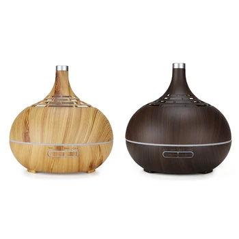 

400Ml Air Humidifier Aroma Essential Oil Diffuser with Hollow Wood Grain 7 Color Changing Led Lights for Office Home