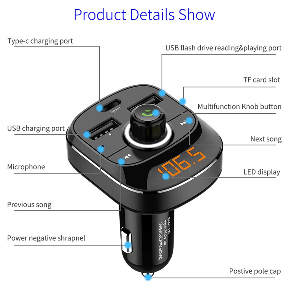 Автомобильный MP3-плеер Bluetooth fm-передатчик Hands-free Dual USB Автомобильное зарядное устройство абсолютно новое и высокое качество