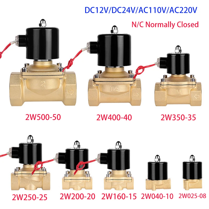 Electric Solenoid Valve 1/4&quot 3/8&quot 1/2&quot 3/4&quot 1&quot DN8/10/15/20/25/50 Pneumatic for Water Oil Air Normally Closed 12V 24V 110V 220V |
