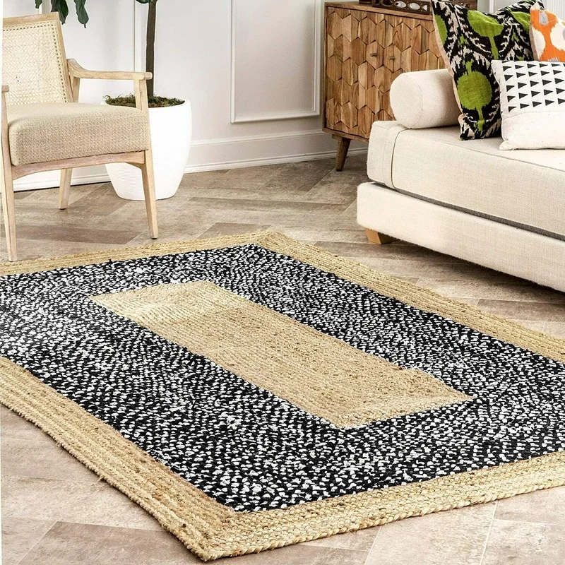rug 100% natural jute loop area carpet modern living rug reversible handmade rug 