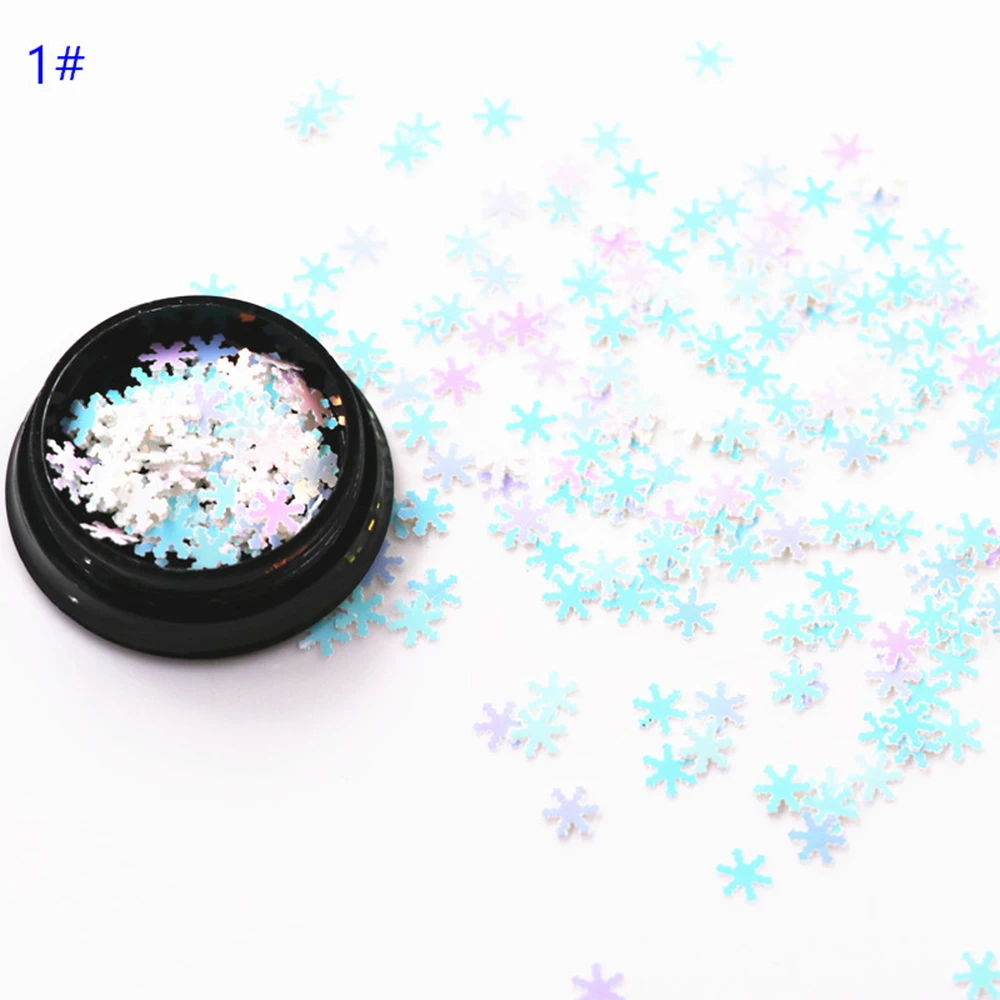 1pcs Christmas Snowflake Sequins Manicure Nail Glitters Mixed Design Nail Art Decorations DIY Charm Nail Accessories Tool TSLM1
