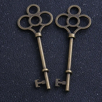 

3pieces/lot 28*75mm Antique bronze Alloy Lovely Hollow Key Pendant Charms Fit Jewelry Making Charms