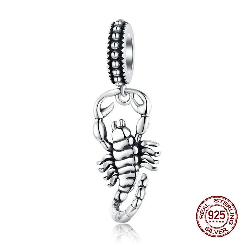 Новое ожерелье со скорпионом Кулон fit Pandora браслет Шарм серебряные бусины 925 пробы для женщин модные серебряные ювелирные изделия изготовление