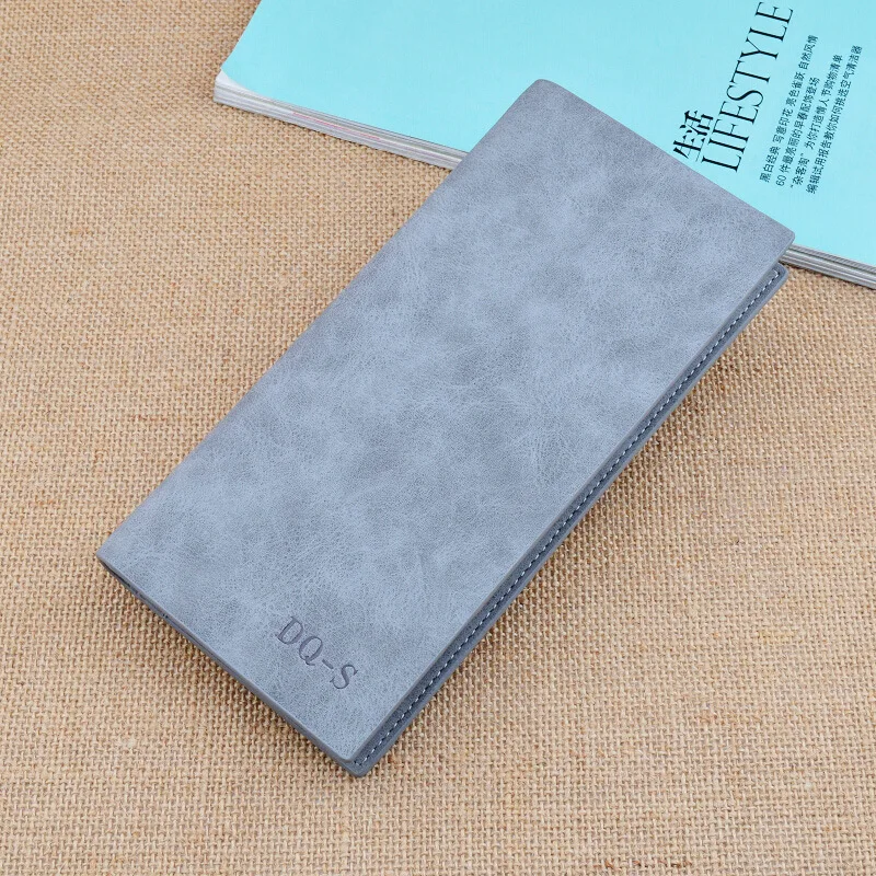 

Hot Selling Mens Long Wallet Scrub Business Wallet Vintage Soft PU Leather Purse Card Holder Latest Design Cartera hombre.
