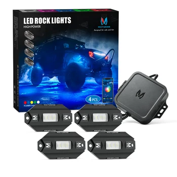

MICTUNING 4 Pods RGBW Car Led Rock Lights with Bluetooth Control & Music Mode Auto Multicolor Underglow Neon Decorative Lamp Kit