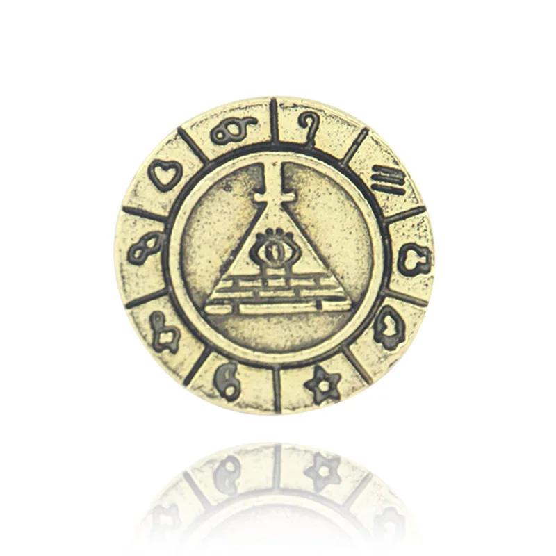 12/style Steampunk Drama Gravity Falls Mysteries Bill Cipher Wheel Party Time Keychain Dipper Mabel Key Chain Ring Gift - Цвет: Pin