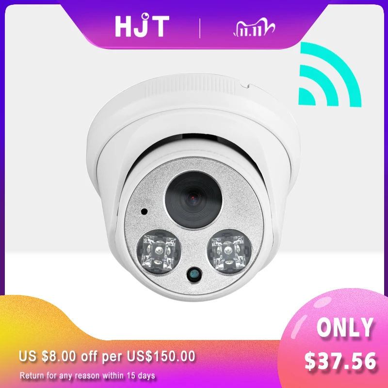 HJT WI-FI Камера 5MP Крытый безопасности сети P2P ИК Ночное видение в одну сторону аудио