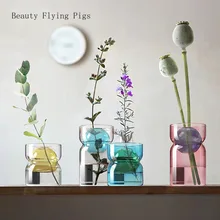 Ins современная простая прозрачная стеклянная бутылка украшения гостиной Цветочная композиция сушеный цветок цвет гидропонная ваза для растений