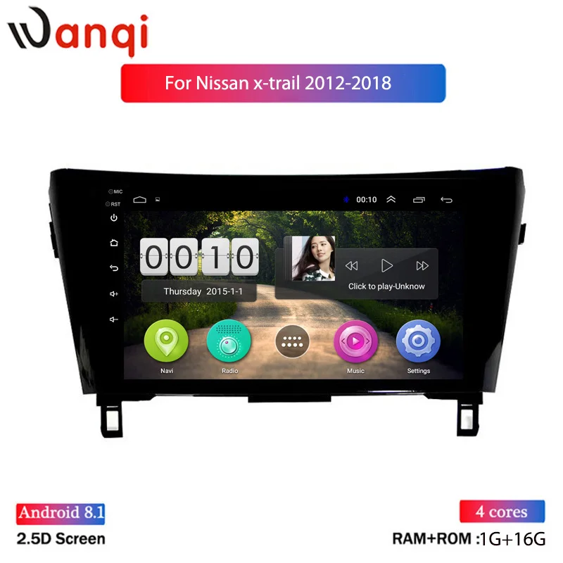 

10.1inch Android 8.1 2.5D Tempered HD Touchscreen Radio for Nissan qashqai X-Trail 2012-2018 with Bluetooth USB WIFI support SWC