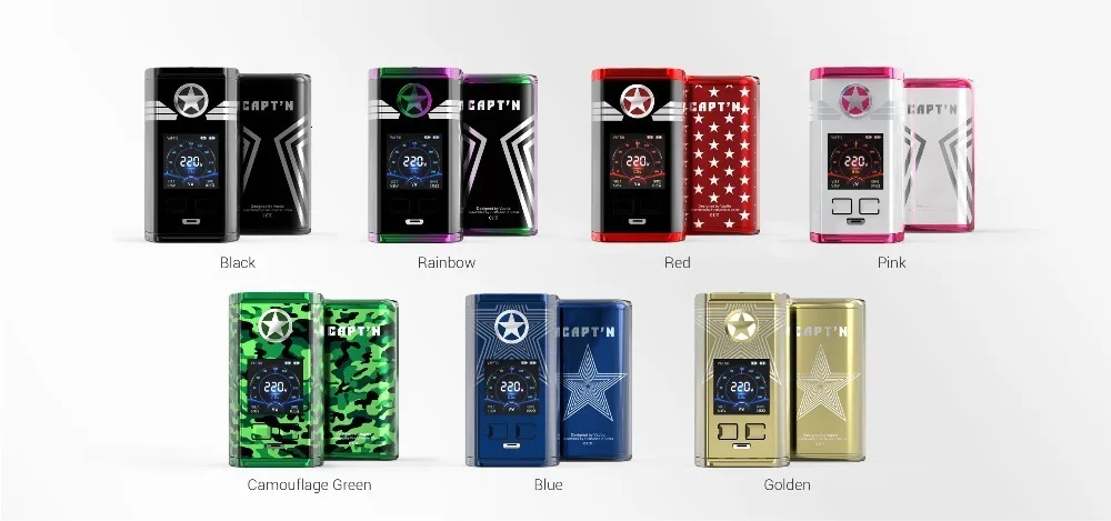 Vaptio CAPT'N 220 Вт мод электронная сигарета vape мод с 1,3 дюймовым oled-экраном поддержка VW 18650 батарея(без аккумулятора