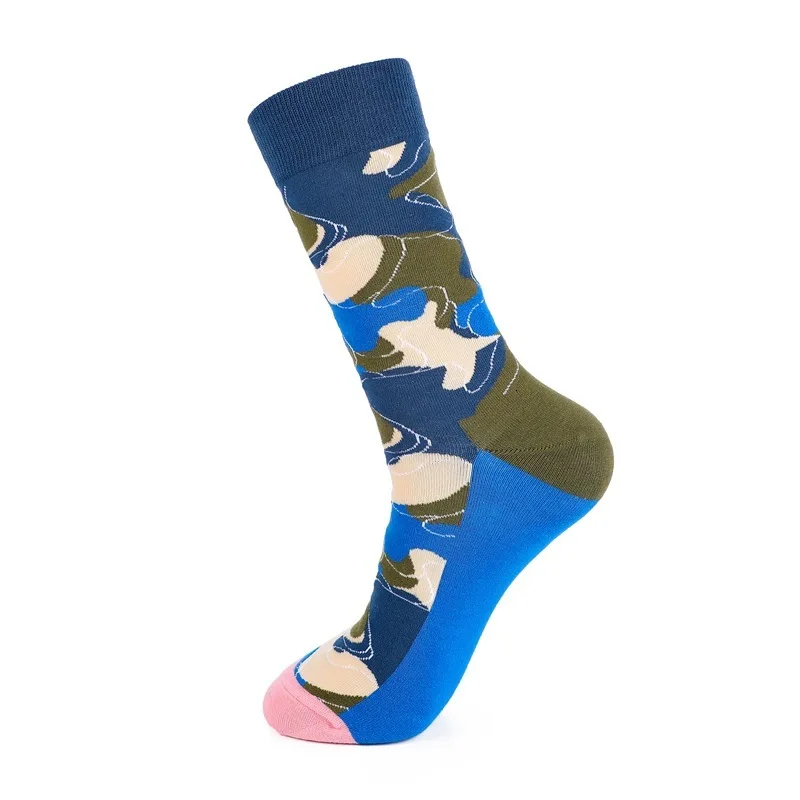 PEONFLY Красочные мужские носки из чесаного хлопка забавные мультипликационные животные узор мода уличная новинка собака акула мужские Веселые носки - Цвет: 17