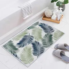 Padrão de penas tapete do banheiro cristal veludo antiderrapante tapete de chão entrada absorvente capacho banheira tapete lateral casa décoration