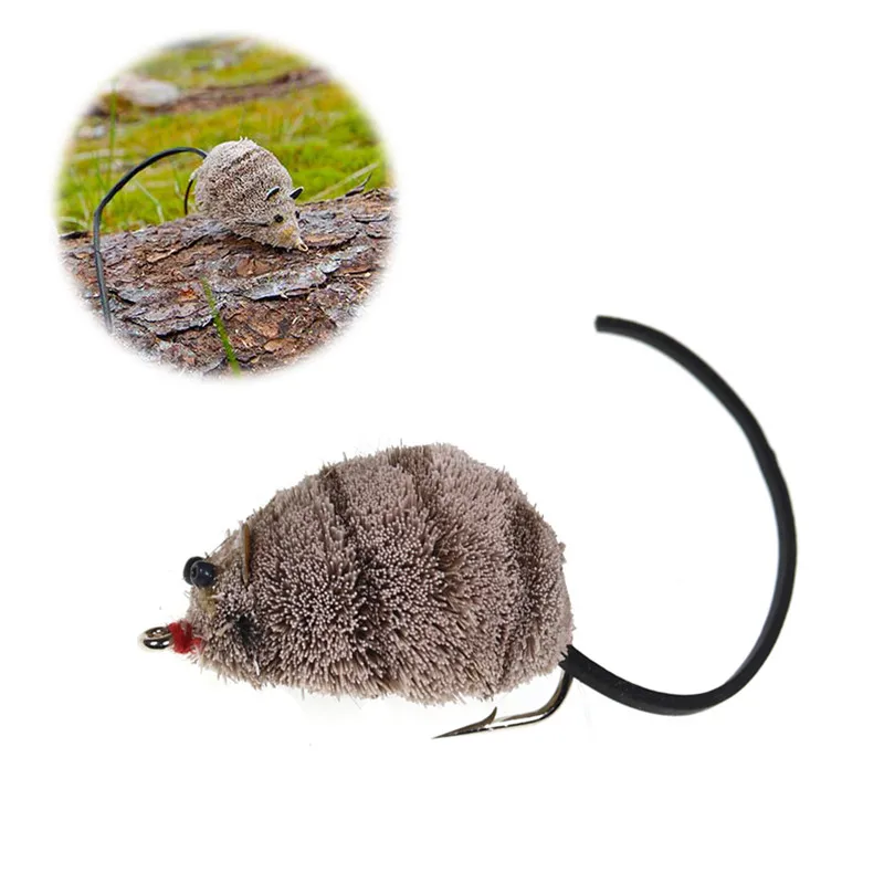 1PCS Vintage Fly Fishing Mouse Shape Bait With Hook Snake Big Trout