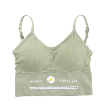 

No Steel Ring Sports Bottoming Camisole Comfortable High Elastic Tube Top Women Small Daisy Thread-wrapped Underwear Women