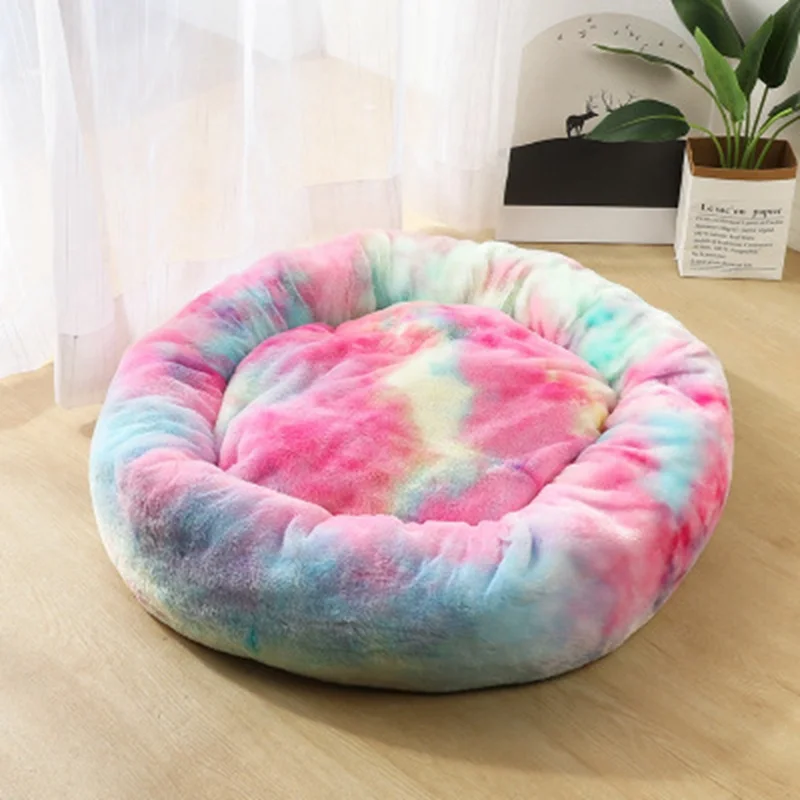 new arrival 1 Fleece Cat Beds Round Pet Bed For Cats Dog Plush Bed House For Cat Kitten Marshmallow Cat Bed Mat Cushion Kennel Pet Supplies - Цвет: new arrival 1